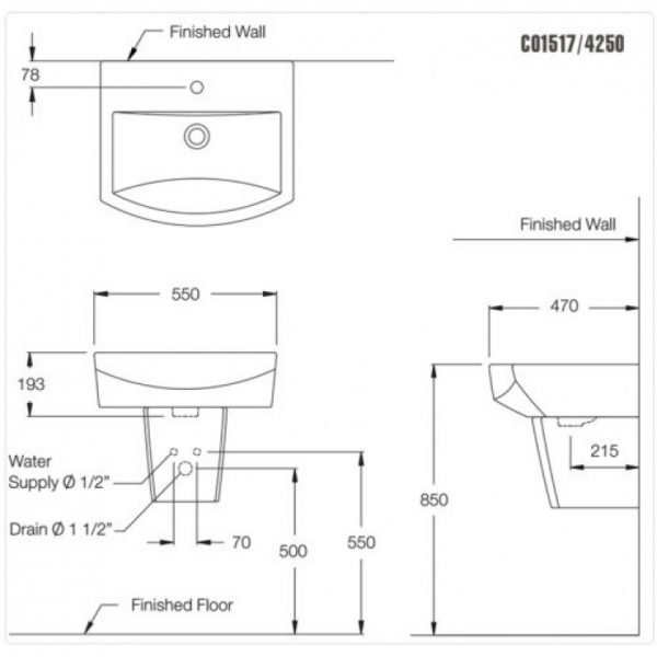 Chậu rửa mặt  COTTO C01517+C4250