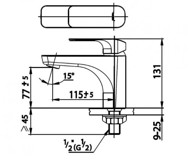 Bản vẽ Vòi rửa mặt lavabo lạnh COTTO CT1132A