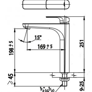 Bản vẽ Vòi rửa mặt lavabo lạnh COTTO CT1133AY