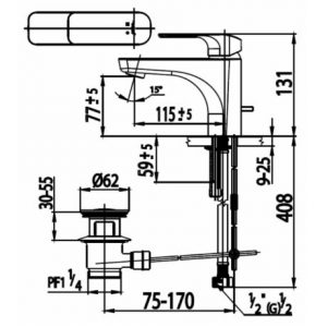 Bản vẽ Vòi rửa mặt lavabo COTTO CT2142A