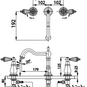 Bản vẽ Vòi rửa mặt lavabo COTTO CT2221C17ST