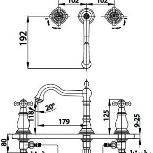 Bản vẽ Vòi rửa mặt lavabo COTTO CT2221C18