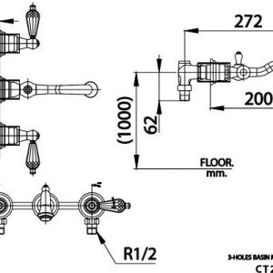 Bản vẽ Vòi rửa mặt lavabo COTTO CT2222C17ST