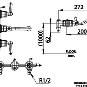 Bản vẽ Vòi rửa mặt lavabo COTTO CT2222C42