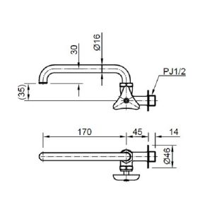 Bản vẽ lắp đặt vòi chậu lavabo nước lạnh Inax LF-16-13
