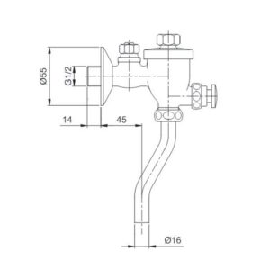 Bản vẽ van tiểu nam TOTO T60S