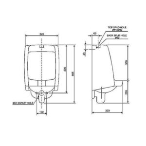 Bản vẽ Bồn tiểu nam cảm ứng American VF-6401