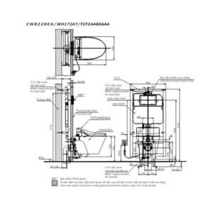 Bản vẽ bồn cầu treo tường TOTO CW822REA#WTCF24460AAA#NW1