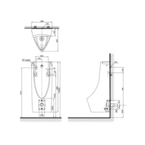 Bản vẽ bồn tiểu nam TOTO USWN900AE#XW