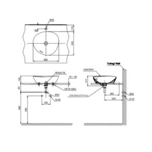 Bản vẽ chậu rửa đặt bàn TOTO LT4704G17#XW