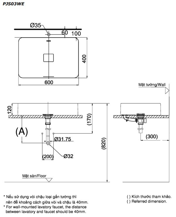 Bản vẽ thiết kế Chậu rửa đặt bàn TOTO PJS03WE#GW