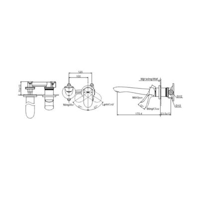 Bản vẽ vòi chậu lavabo TOTO TLG01311BB