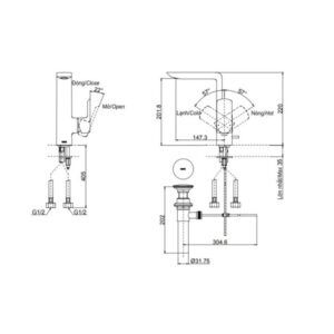 Bản vẽ vòi chậu lavabo TOTO TLG02309BB