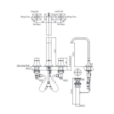 Bản vẽ vòi chậu lavabo TOTO TLG08201B