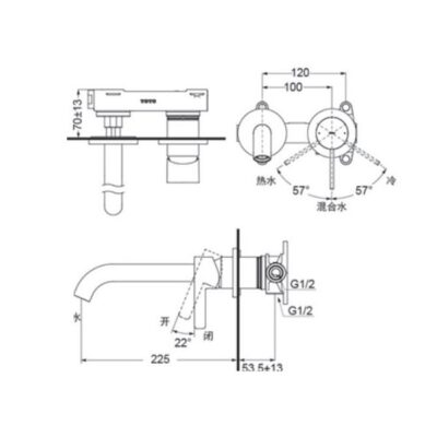 Bản vẽ vòi chậu lavabo TOTO TLG11308BA