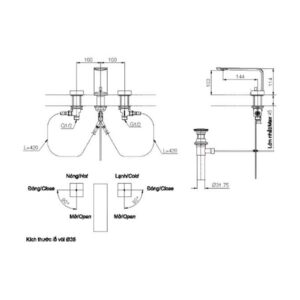 Bản vẽ vòi chậu lavabo TOTO TLP02301B