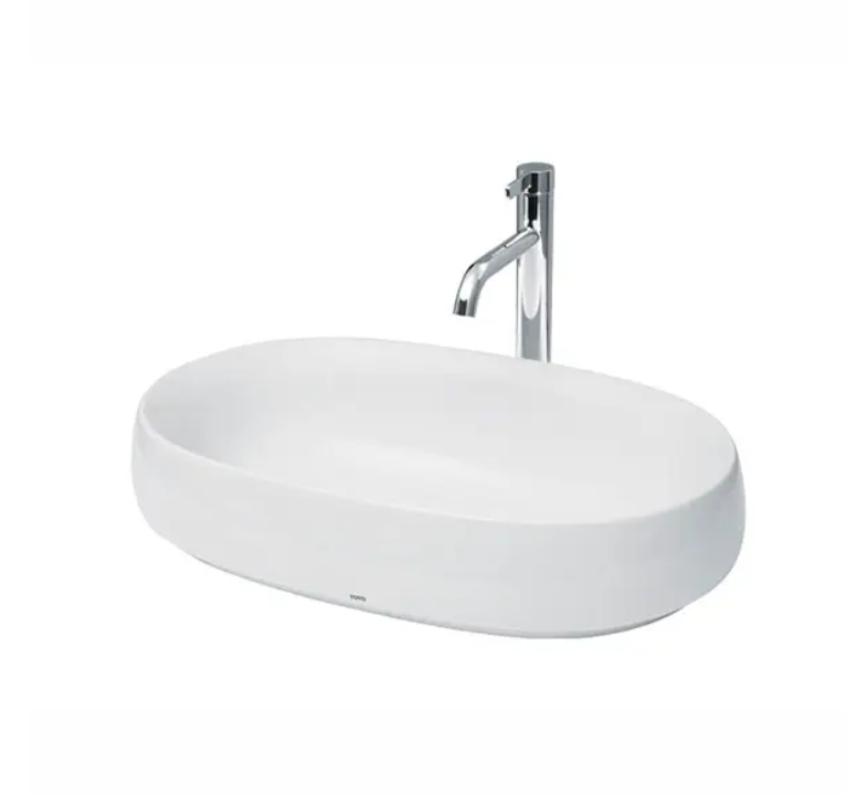 Chậu rửa đặt bàn TOTO PJS05WE#GW dáng Oval trắng bóng