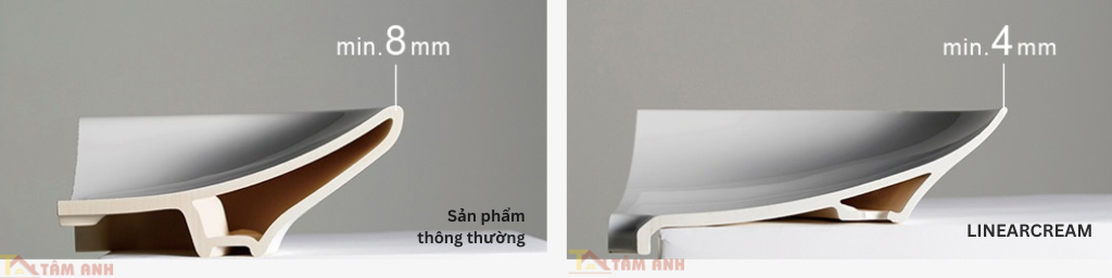 Vành chậu sứ LINEARCREAM mỏng hơn một nửa so với chậu thông thường