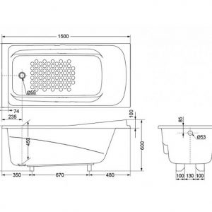 Bản vẽ Bồn tắm TOTO PPY1560PE#P-DB501R-2B