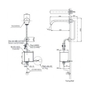 Bản vẽ Vòi xả cảm ứng TOTO TLE24010A