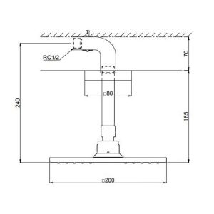 Bản vẽ bát sen gắn trần TOTO DBX115-1CAM