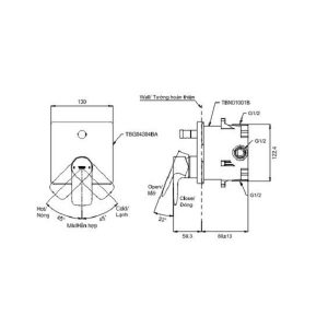 Bản vẽ kỹ thuật van gật gù TOTO TBG04304BA TBN01001B