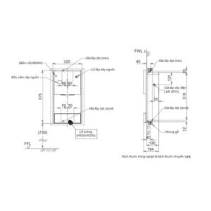 Bản vẽ máy sấy tay TOTO TYC602 âm tường