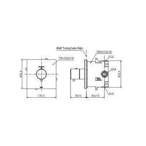 Bản vẽ thiết kế van điều chỉnh nhiệt độ TOTO TBV02401BTBN01001B