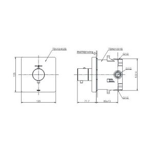 Bản vẽ thiết kế van điều chỉnh nhiệt độ TOTO TBV02402BTBN01001B