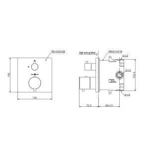 Bản vẽ thiết kế van điều chỉnh nhiệt độ TOTO TBV02403BTBN01001B