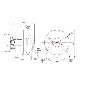 Bản vẽ thiết kế van gật gù TOTO TBS02303B