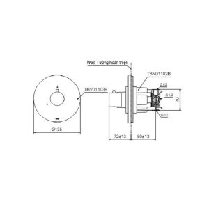 Bản vẽ van chuyển hướng TOTO TBV01103BTBN01102B