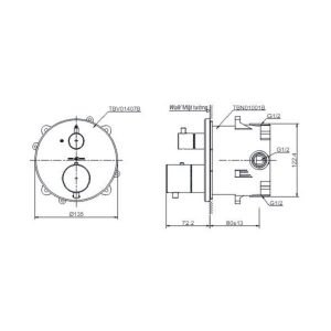 Bản vẽ van điều chỉnh nhiệt độ TOTO TBV01407BTBN01001B