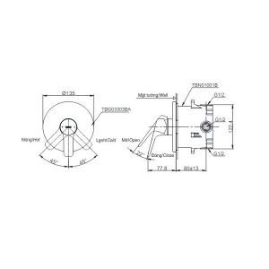 Bản vẽ van gật gù TOTO TBG03303BTBN01001B