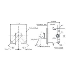 Bản vẽ van gật gù TOTO TBG08303VTBN01001B