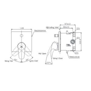 Bản vẽ van gật gù TOTO TBG09304VTBN01001B