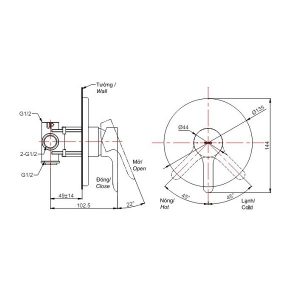 Bản vẽ van gật gù TOTO TBS01303B