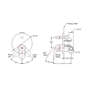 Bản vẽ van gật gù TOTO TBS03304B