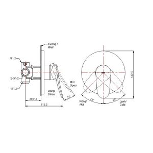 Bản vẽ van gật gù TOTO TBS04303B