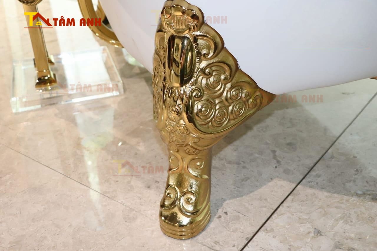 Chân bồn điêu khắc mạ vàng tinh tế- Bồn tắm nằm TOTO FBY1756PTGE#W