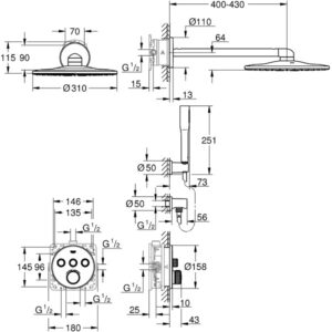 bản vẽ Sen tắm âm tường Grohe 34705000