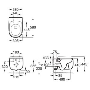 Bản thiết kế bàn cầu 02 khối ROCA A3460B7000