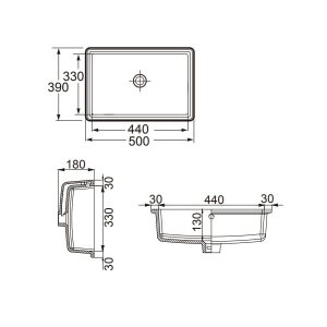 Bản vẽ kĩ thuật chậu âm bàn SOFIA ROCA A327723000