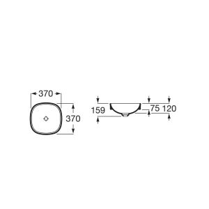 Bản vẽ kĩ thuật chậu nửa âm mặt bàn INSPIRA SOFT ROCA A32750R000