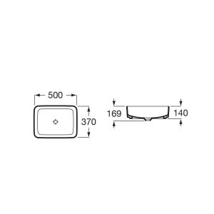 Bản vẽ chậu đặt trên mặt bàn INSPIRA ROCA A327530000