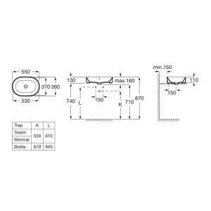 Bản vẽ chẩu rửa đặt bàn THE GAP ROCA A3270Y1000