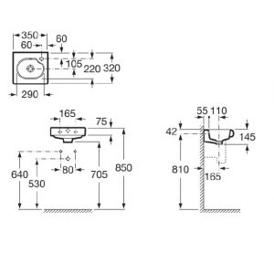 Bản thiết kế chẩu rửa treo MERIDIAN ROCA A327249000