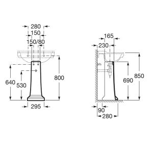 Bản vẽ chân chậu CARMEN ROCA A3370A0000