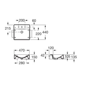 Bản vẽ chậu rửa đặt bàn DIVERTA ROCA A327111000