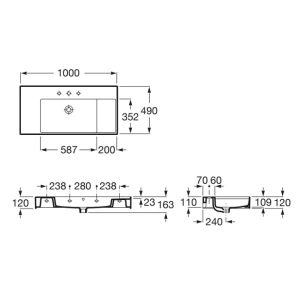 Bản vẽ chậu rửa đặt bàn INSPIRA ROCA A32752A640